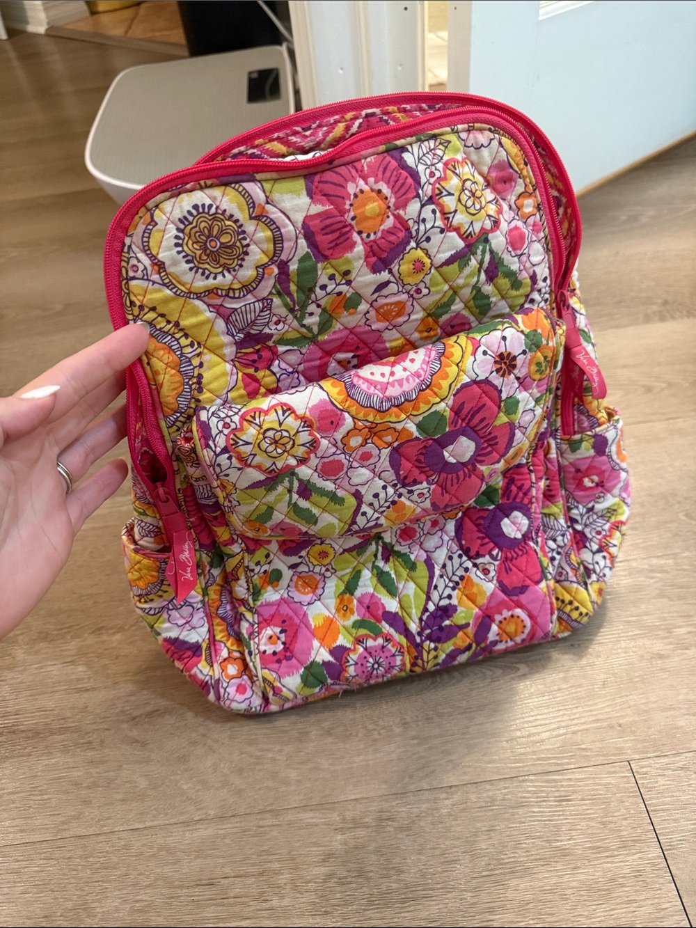 Quilted Floral Mini Backpack - Pink Multi